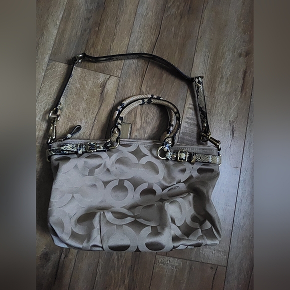 Coach K1176 18650 Signature Madison Satin Satchel Shoulder Hand Bag Python Brass - Picture 5 of 8